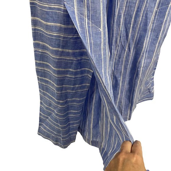 Anthropologie Ett:Twa Striped Linen Wide‎ Leg Pants Blue and White NWOT Size 4 - Picture 3 of 12